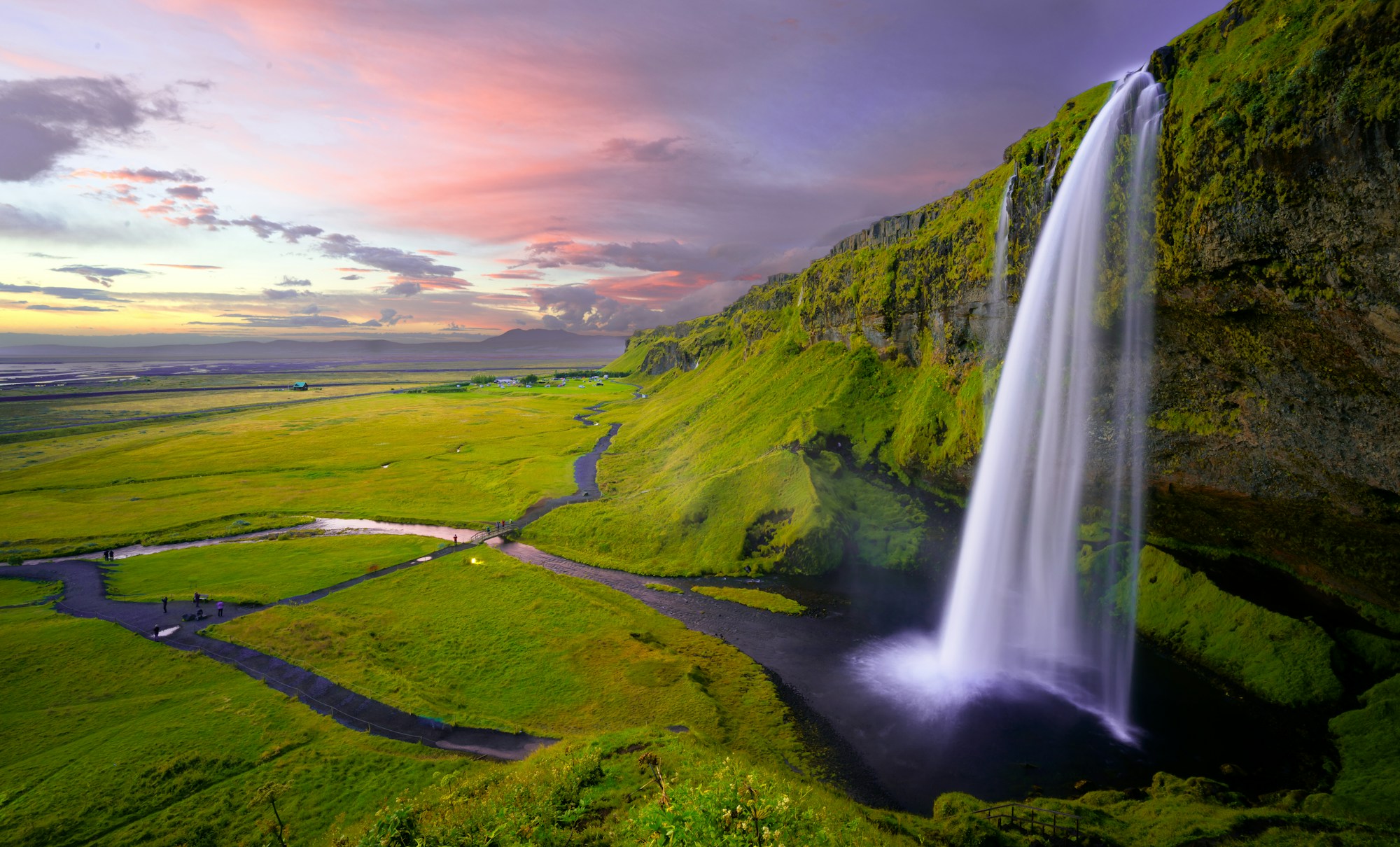 Mountains and waterfalls in Iceland